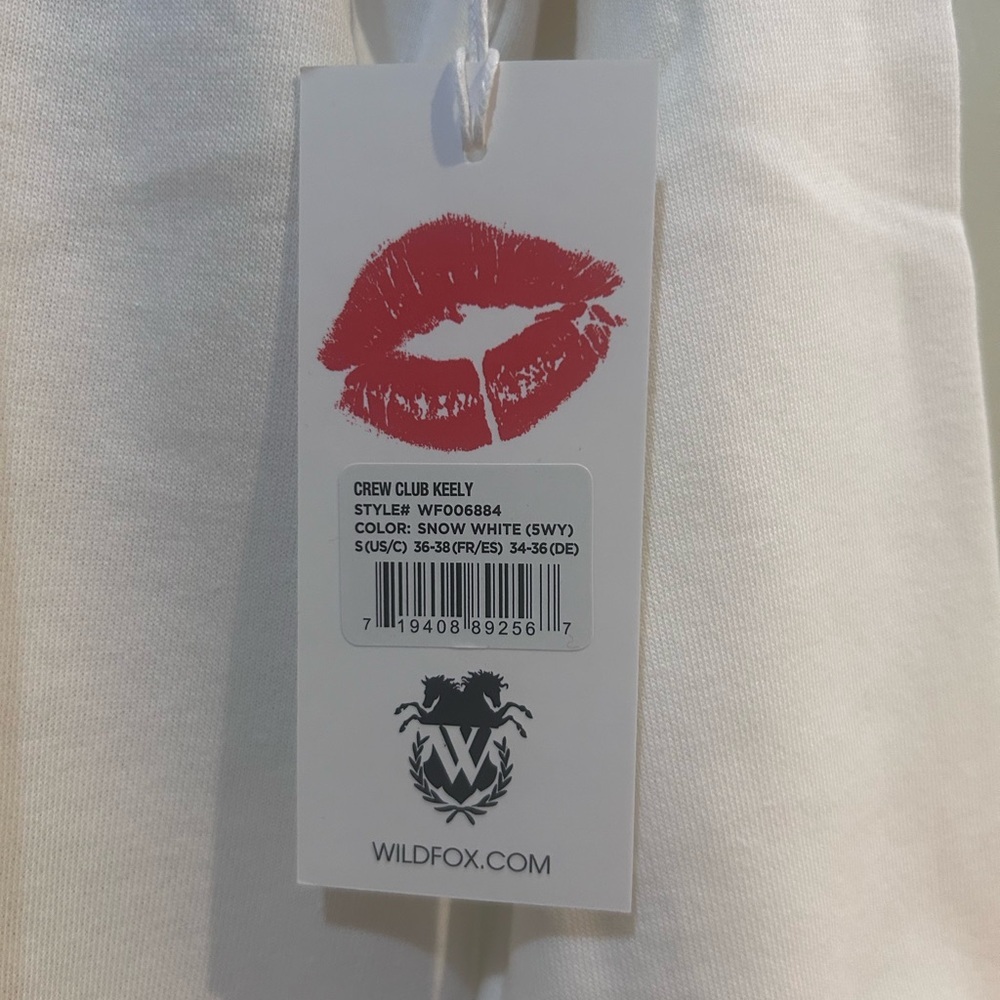 WILDFOX Crew Club White & Pink Keely Graphic Sweatshirt. Women’s Size Small NWTS - Picture 3 of 6